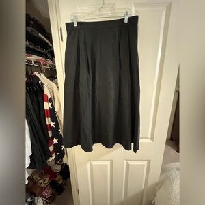 Banana Republic Factory Black Linen Blend A-Line Midi Skirt